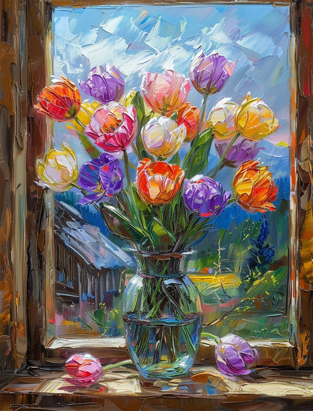 Bouquet of Tulips 500 Pieces Puzzle for Adults Educational Intellectual Jigsaw Puzzle Flowers puzzles for adults Fun Game
