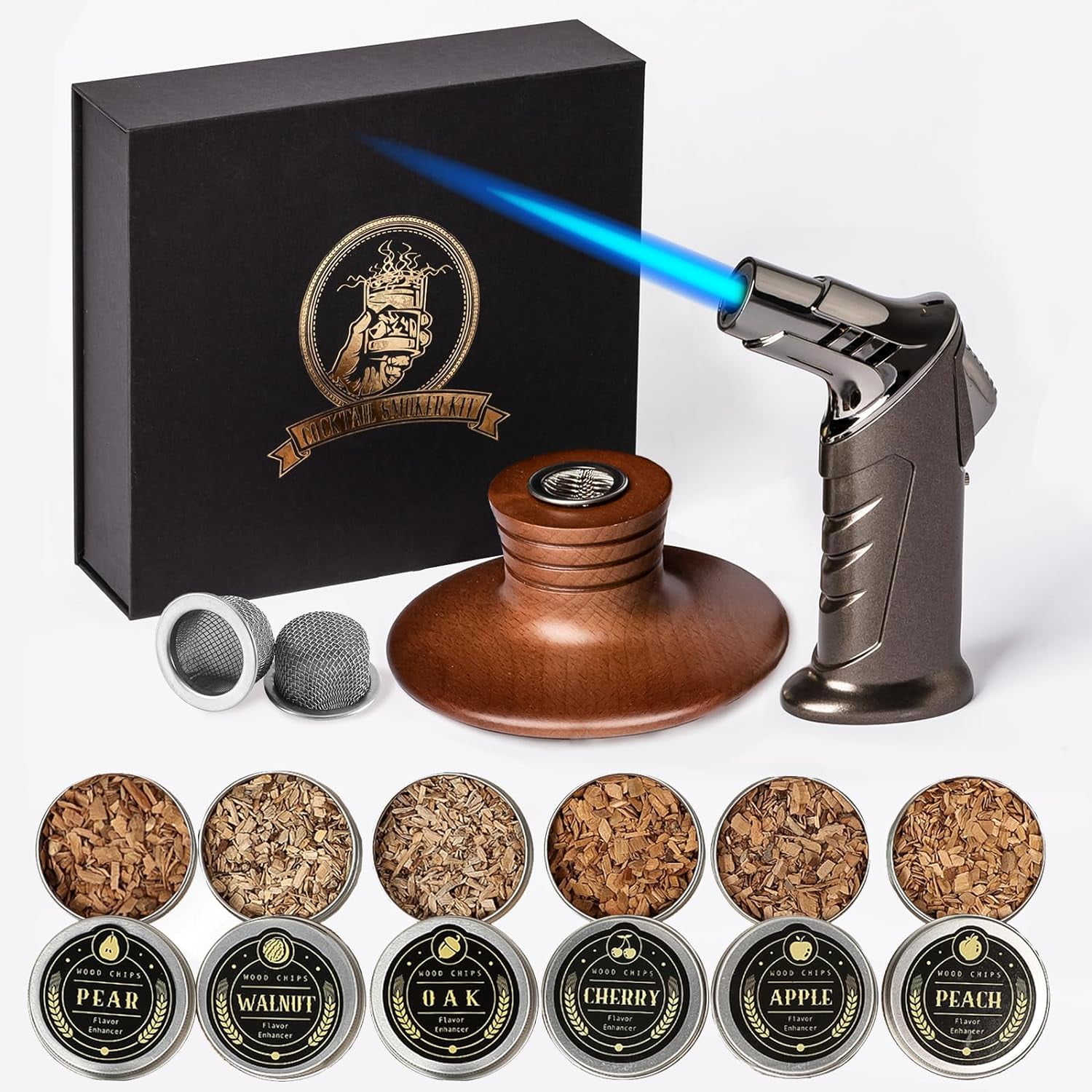 Cocktail Smoker Kit With Quad Flame Torch & Wood Chips - Whiskey & Bourbon Gift Set - View #4