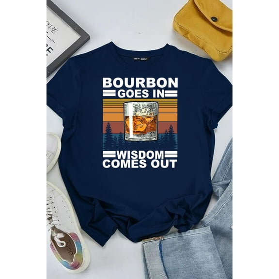 Bourbon Goes In Wisdom Comes Out Funny Whiskey Drinker Quote Gift Unisex T-shirt, for men & women, up to size 5XL