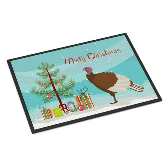 Bourbon Red Turkey Hen Christmas Indoor or Outdoor Mat - Red - 18 x 27 in.