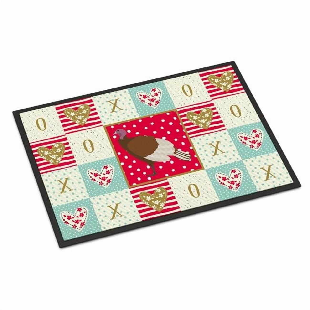 Caroline's Treasures CK5409JMAT Bourbon Red Turkey Hen Love Door Mat, Indoor Rug or Outdoor Welcome Mat 24x36 Doormat,