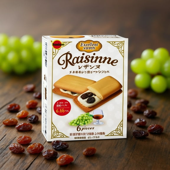 Bourbon Rezan Sand Raisin Butter Cookies 6pcs  Made in JAPAN - Tokyo Sakura Mall