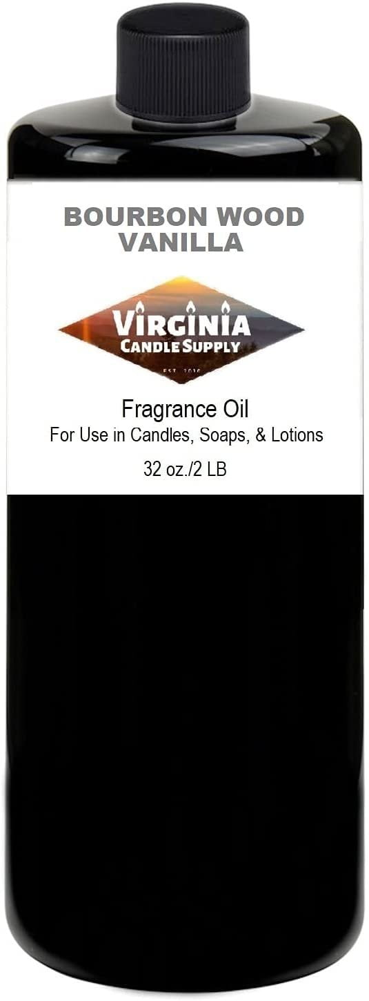 Bourbon Wood Vanilla Fragrance Oil 32 oz Bottle for Candle Making, Soap Making, Tart Making, Room Sprays, Lotions, Car Fresheners, Slime, Bath Bombs, Warmers