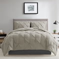 thumbnail image 1 of Bourina 3-Piece King Size Comforter Set, Pleated Wrinkle-Resistant Microfiber Bedding, Beige,All-Season, 1 of 7