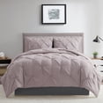 thumbnail image 1 of Bourina 3-Piece King Size Comforter Set, Pleated Wrinkle-Resistant Microfiber Bedding, Pink,All-Season, 1 of 7