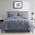 thumbnail image 1 of Bourina 3-Piece Twin Comforter Set, Pleated Microfiber Bedding, Aqua,All-Season, 1 of 7