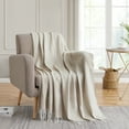 thumbnail image 1 of Bourina Herringbone Beige Throw Blanket for Couch, Suitable for Adult, Soft and Lightweight, 50"x 60", 1 of 9