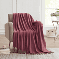 thumbnail image 1 of Bourina Herringbone Knitted Acrylic Throw Blanket, Burgundy, 50" x 60", 1 of 7
