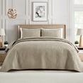 thumbnail image 1 of Bourina Modern Floral 3-Piece Quilt Set– Queen,Beige,Lightweight & Comfortable,Perfect for All Seasons, 1 of 9