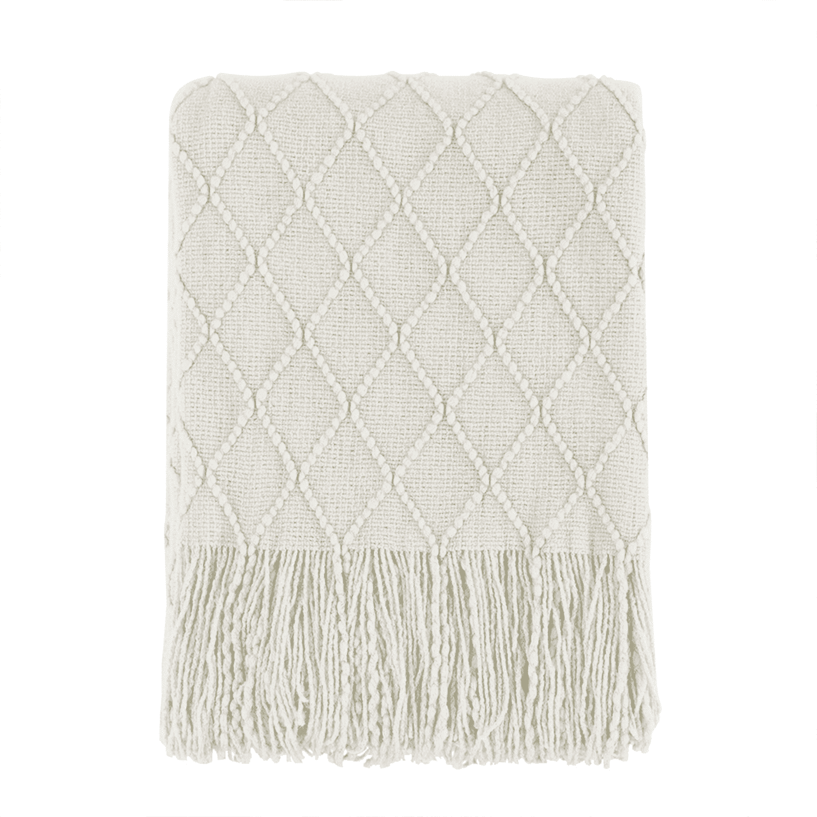 Bourina Rhombus Beige Throw Blanket, Soft and Lightweight, 50"x 60"