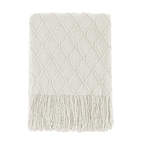Bourina Rhombus Beige Throw Blanket, Soft and Lightweight, 50"x 60"