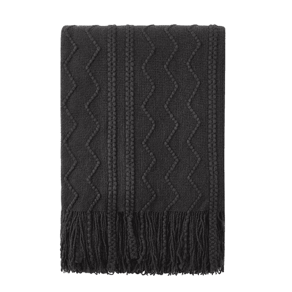 Bourina Rhombus Black Throw Blanket for Couch, Suitable for Adult, Soft and Lightweight, 50"⨉60"