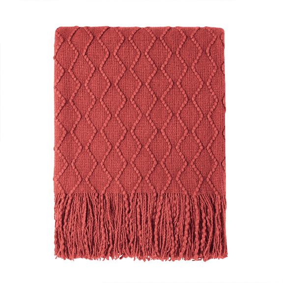Bourina Rhombus Rust Throw Blanket for Couch, Suitable for Adult, Soft and Lightweight, 60"⨉80"