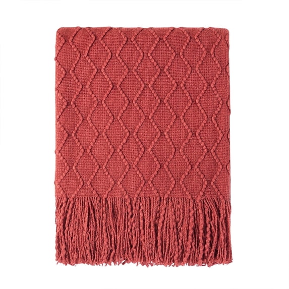 Bourina Rust Rhombus Throw Blanket for Couch, Suitable for Adult, Soft and Lightweight, 50"⨉60"