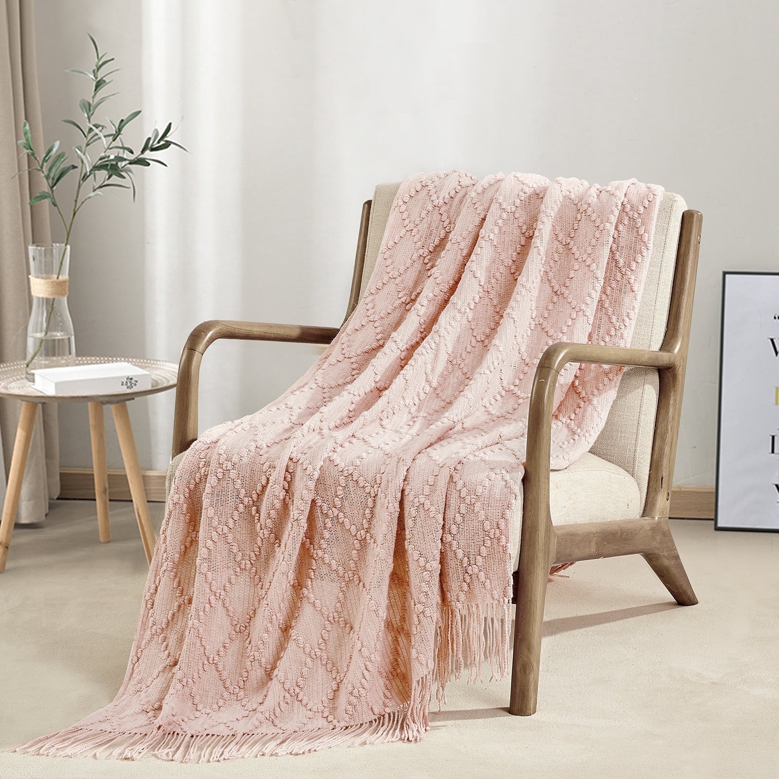 Bourina Texture Pure Color Soft Throw Blanket And Sofa Or Bed Knitted ...