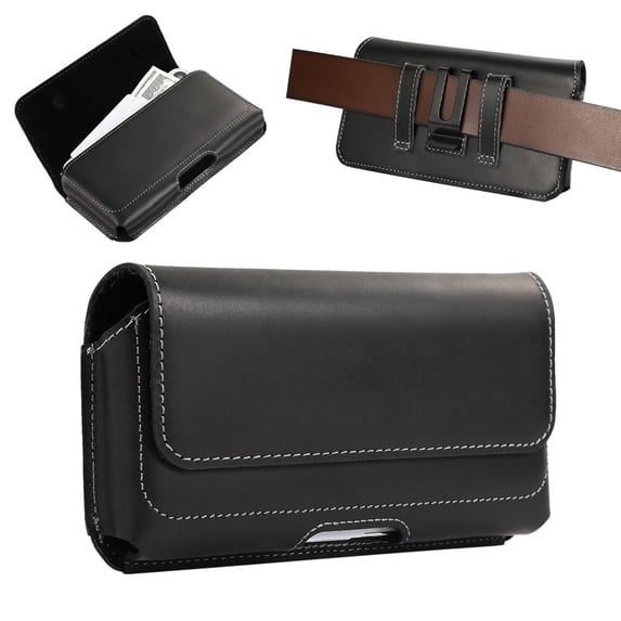 Push Out Solution Bourisen Top-Grain Leather Cell Phone Holster for Men, Horizontal Belt ...