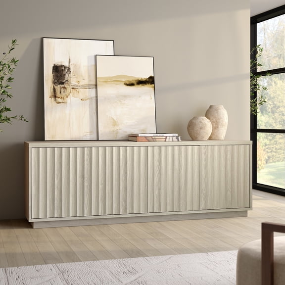 Bourne Rectangular Fluted TV Stand for TV's up to 75" in Alder White