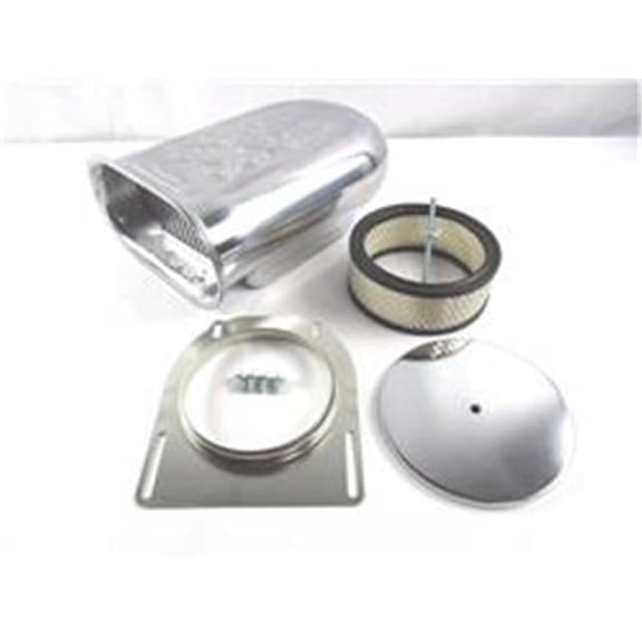 Bous Performance Aluminum Hilborn Style Flame Hood Air Scoop Kit with Single 4 BBL Carb, Polished