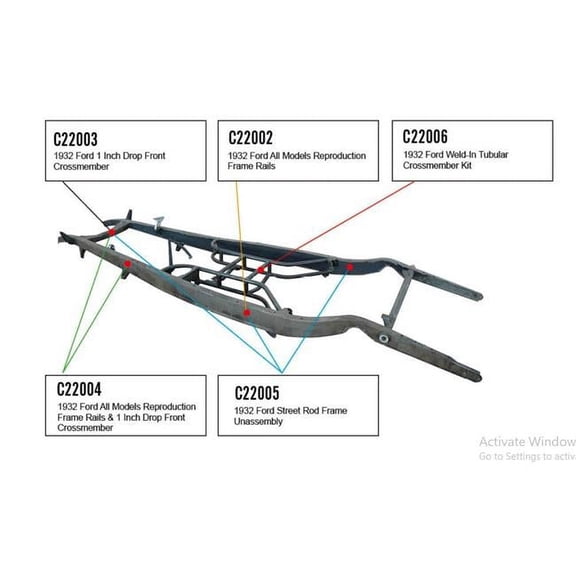 Bous Performance C22003 1 in. Drop Front Crossmember for 1932 Ford