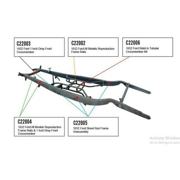 Bous Performance C22003 1 in. Drop Front Crossmember for 1932 Ford