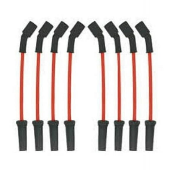 Bous Performance D33223R 8 mm Streethunder LS & 8 in. Ignition Wires with 180 deg Plug Boots, Red