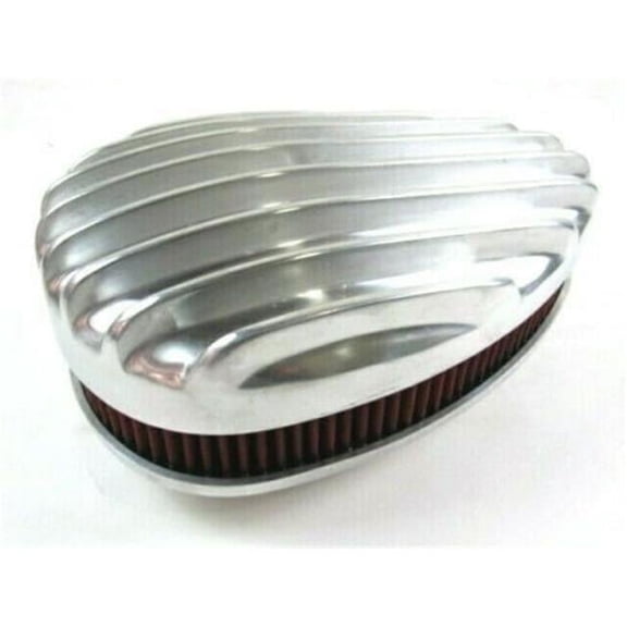 Bous Performance E40202P Finned Tear Drop Air Cleaner with Washable Element & Dual Carb, Full Polished