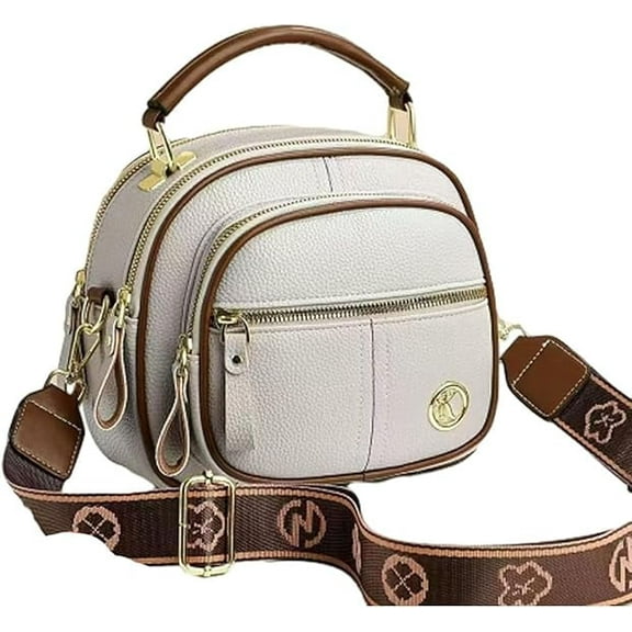 Bousalutend Crossbody Bag,Classic Multifunctional Compartments Adjustable Wide Shoulder Strap Leather Crossbody Bag