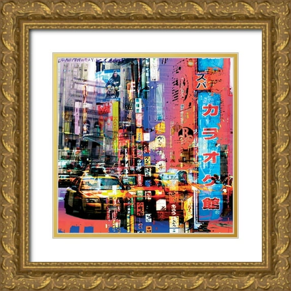Bouteiller, Cedric 26x26 Gold Ornate Wood Framed with Double Matting Museum Art Print Titled - NY Chinatown