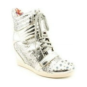Boutique 9 Nevan1 Women's High Top Fashion Sneakers Shoes, Silver