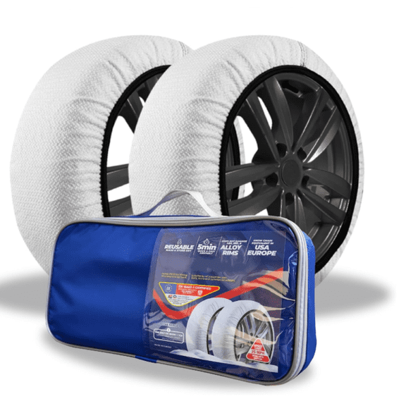 Boutique Automotive Snow Socks for Tires - Eco Series for Efficient Grip Alternative for Tire Snow Chain - Snow Traction Device for Passenger Cars SUVs Trucks Winter Emergency Accessory (Large)