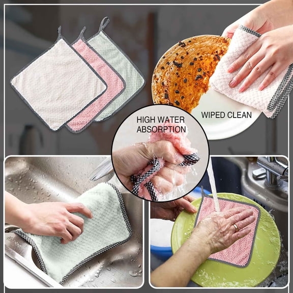 Boutique Big Clearance Household Cleaning Cloth Non-Stick Oil Kitchen Kitchen Daily 9PCS Absorbent Dish Rag towel Dish Cloth Kitchen，Dining & Bar