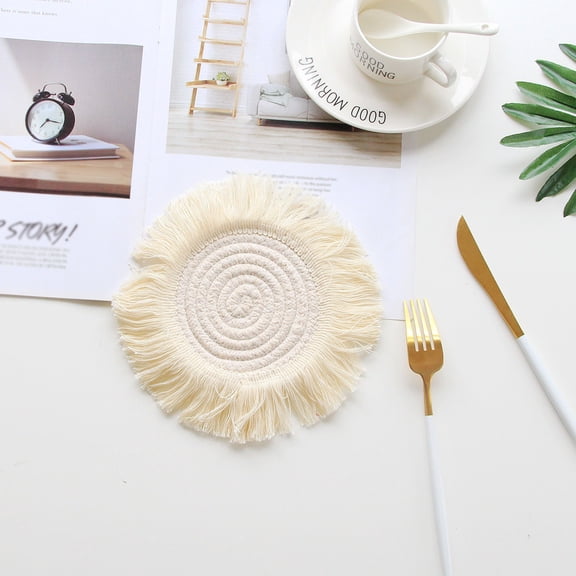 Boutique Big Clearance Kitchen Mat 12cm Cotton Insulation Mat Meal Mat Woven Anti Scalding Table Mat Bowl Mat Nordic Simple Pot Mat Cotton Insulation Mat