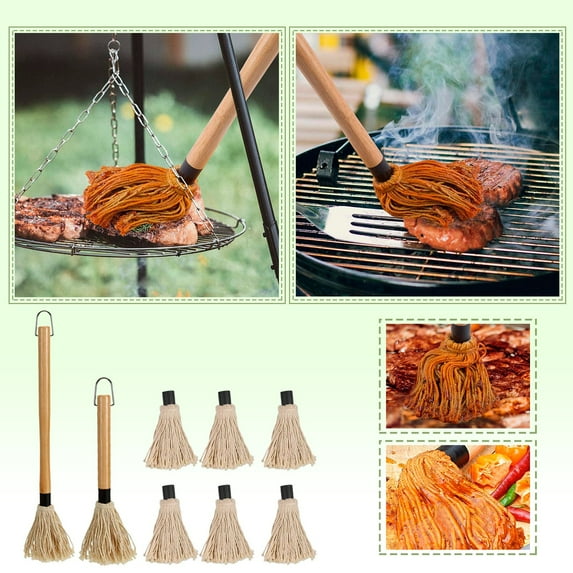 Boutique Clearance Sales Kitchen Fork BBQ Barbecue Feeding Mop Rubber Wood Handle Barbecue Baking Dipping Brush Oil Brush tool