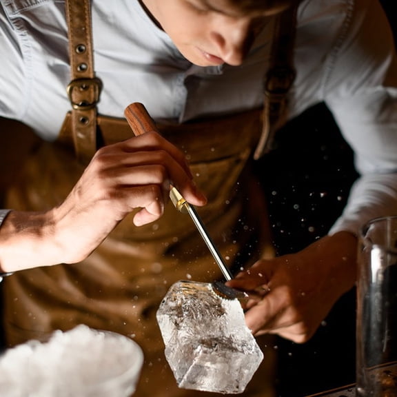 Boutique Clearance Sales Polishing Stone Stainless Ice Pick Pick tool With Cover Non Slip Wooden Handle Pick for Bars Kitchen Bartender Breaking Ice