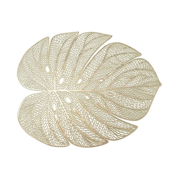 Boutique Clearance Stylish PVC Hollow-out Turtle Back Leaf Decoration Placemat with Simulation Leaves, , Oil-proof and Durable Table Mat for Heat Insulation