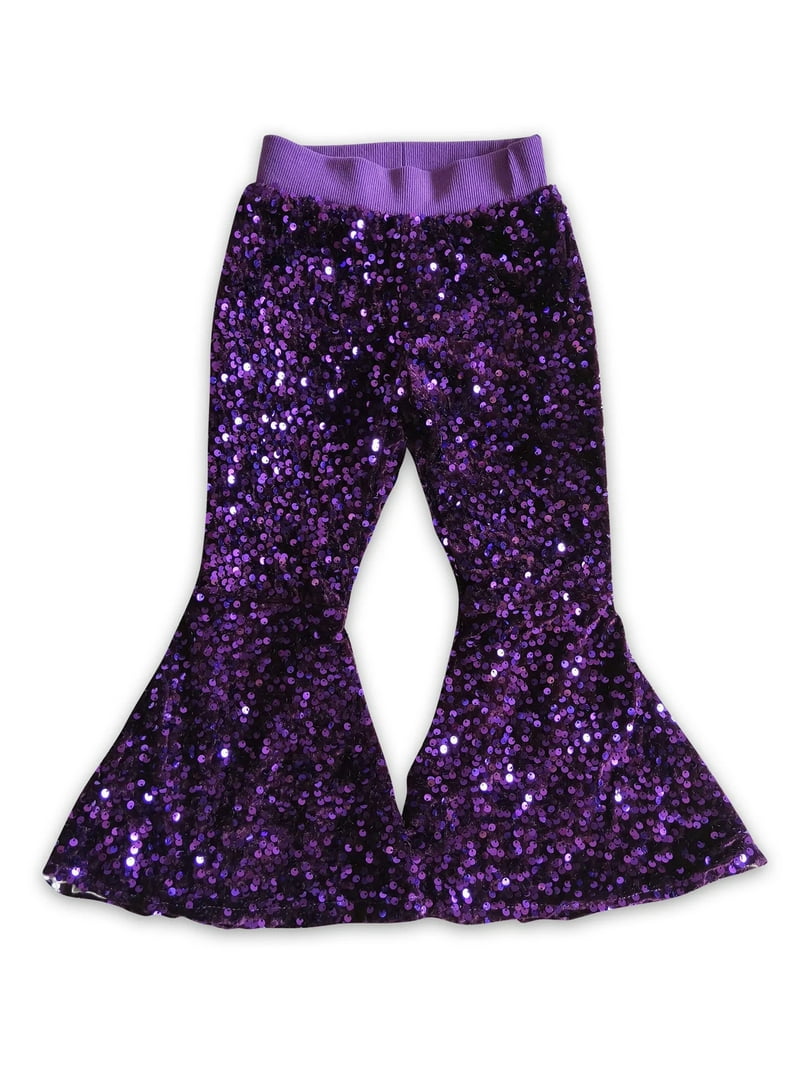 Boutique Kids Baby Girls Fashion Shiny Sequins Bell Bottom Pants