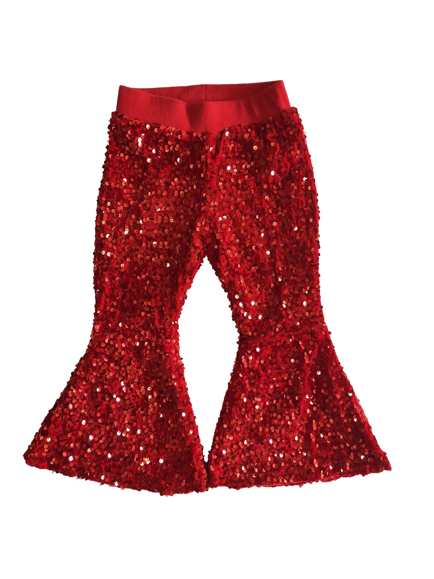 Boutique Kids Baby Girls Fashion Shiny Sequins Bell Bottom Pants