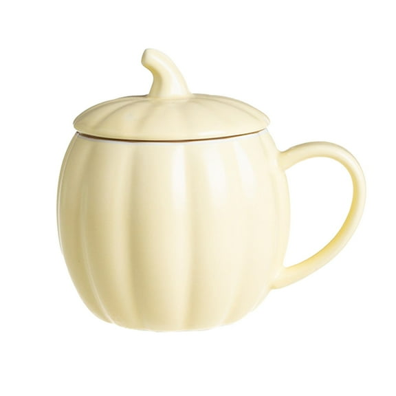 Boutique Kitchen Pumpkin Pearl Coffee Mugs, Creative Pumpkin Cup, Ceramic Pumpkin Cup With Lid, Coffee Cup, Ceramic Cup (Yellow)