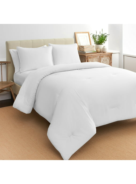 Boutique Living 3 Piece Percale Cotton Solid Pattern Comforter Set , Full/Queen
