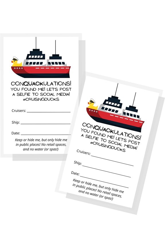 Boutique Marketing Cruising Ducks Tag 50 Pack Carnival Rubber Cruising Duck Tag Printed Physical Tags 2 x 3inch inches CruisingDucks ConQuackulations