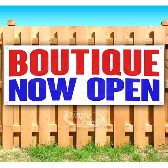 Boutique Now Open 13 oz Vinyl Banner With Metal Grommets