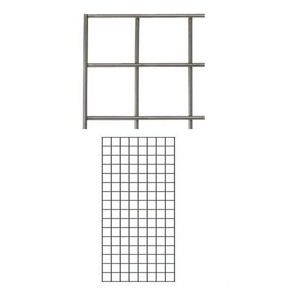 SSWBasics Boutique Raw Steel 2 x 4 foot Wire Grid Panel - Spaced 3" on Center- Grid Wall