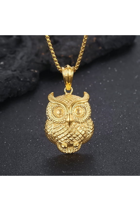 Boutique Retro Animal Series Owl 14K Yellow Gold Pendant Necklace For Men And Women Jewelry Accessories Gift