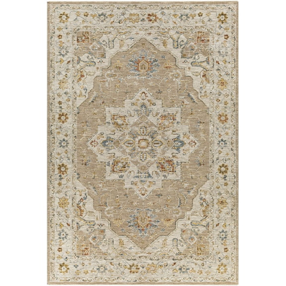 BoutiqueRugs Adana Traditional Medallion Area Rug - Tan, Light Gray, Medium Gray - 5' x 7'5"