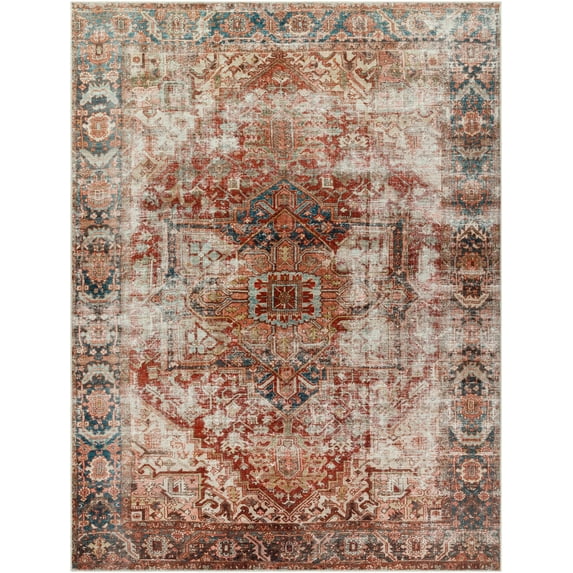 BoutiqueRugs Adtugan Traditional Area Rug - Machine Washable - Burgundy, Navy, Off White - 5'3" x 7'3"