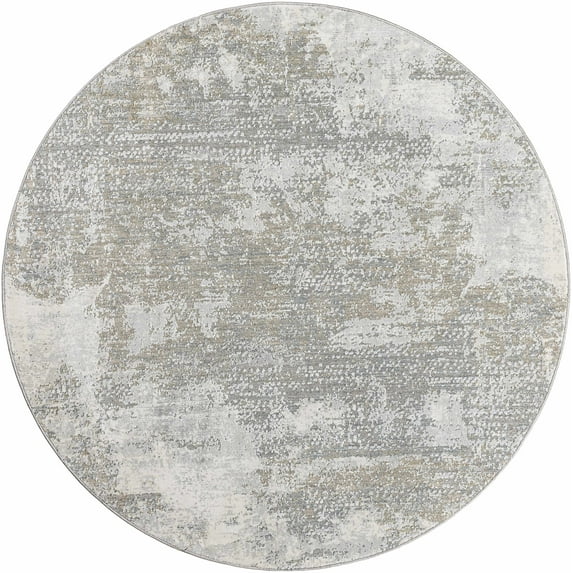 BoutiqueRugs Adwoa Contemporary Area Rug - Light Gray, Cloud Gray, Dark Gray - 6'7" Round