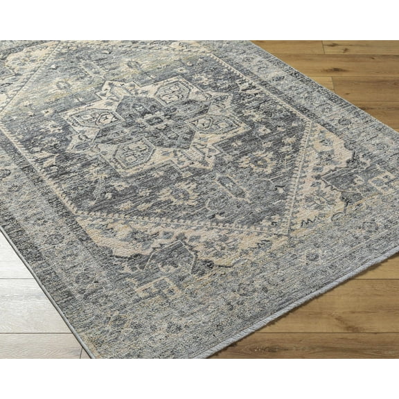 Boutique Rugs Ailsa Traditional Area Rug - LightBeige, Charcoal, Slate Blue - 18" x 18" Sample