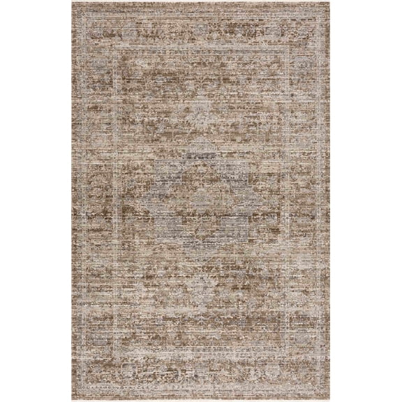 BoutiqueRugs Aistys Farmhouse Area Rug - Machine Washable - Outdoor Safe - Sage Green, Beige - 5'3" x 7'10"