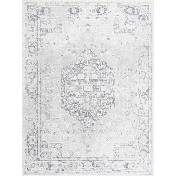BoutiqueRugs Akram Farmhouse Area Rug - Machine Washable - Cream, Antrasit - 9'2" x 12'