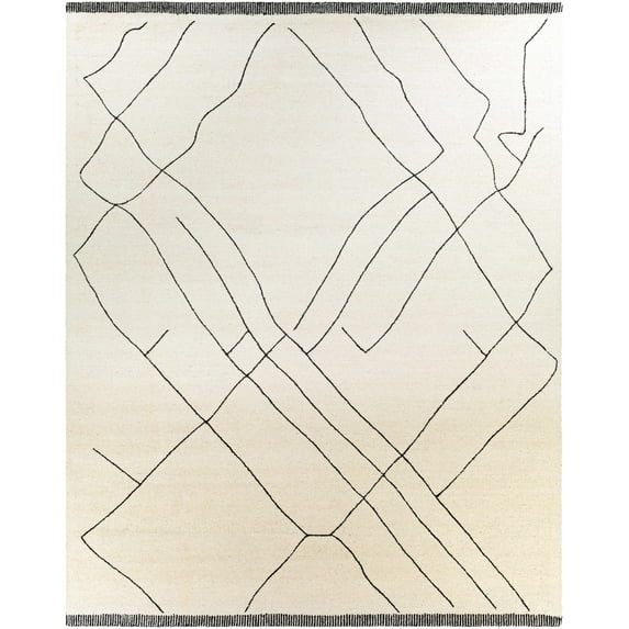 BoutiqueRugs Alaca Moroccan Farmhouse Area Rug - Cream, Black - 10' x 14'